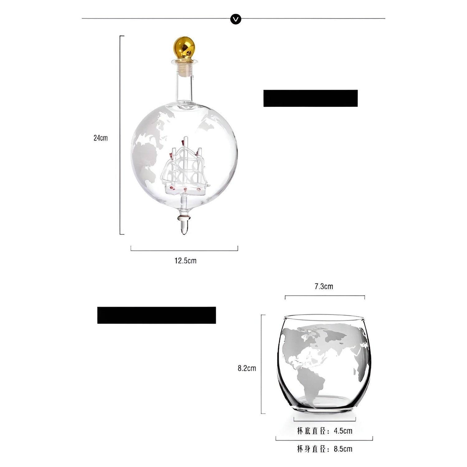 Kristall-Whiskykaraff med glas – Världskuladesign | Dekorativ för kontor &amp; hem