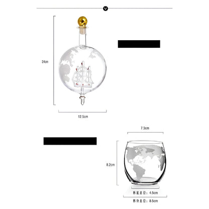 Kristall-Whiskykaraff med glas – Världskuladesign | Dekorativ för kontor &amp; hem