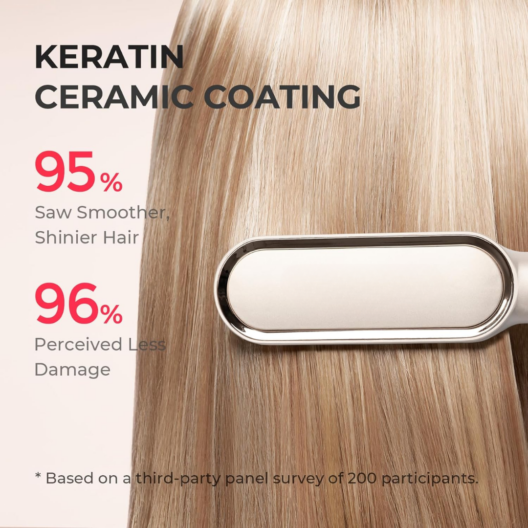 Carvallo Hårutjämningsborste Elektrisk | 5 Värmelägen | Redo på 20 Sek. | Anti-Frizz & Resesäker