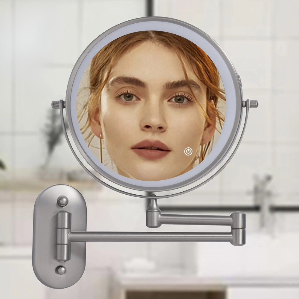 LED Väggspegel med Förstoring och Kromram