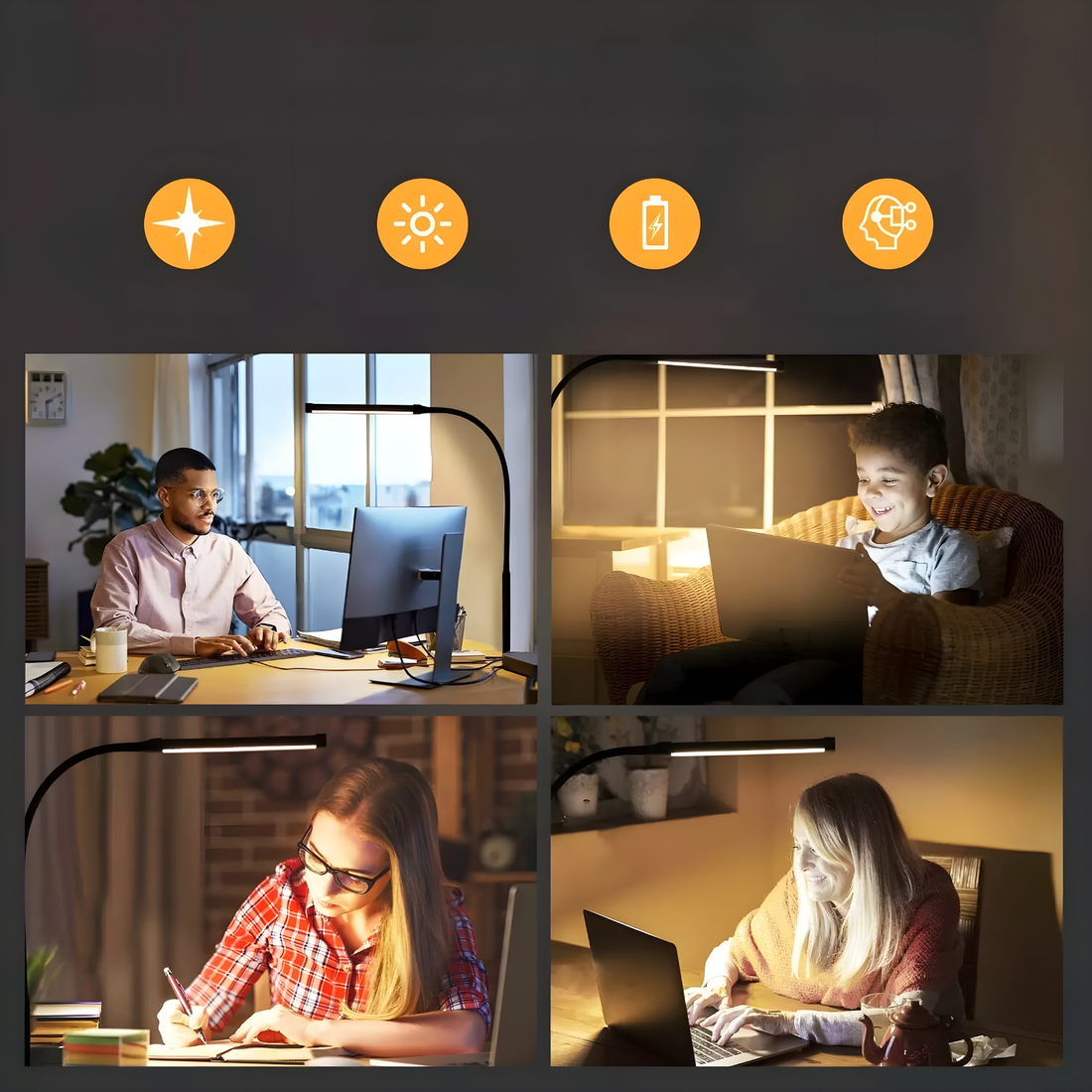 OptiBright Lampa - Flexibel Ögonvänlig Skrivbordslampa med Klämma