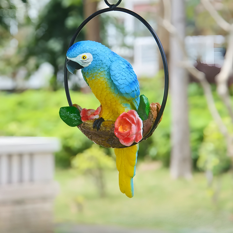 ParrotWhisper Decor - Dekorativ papegoja trädstaty för hängande