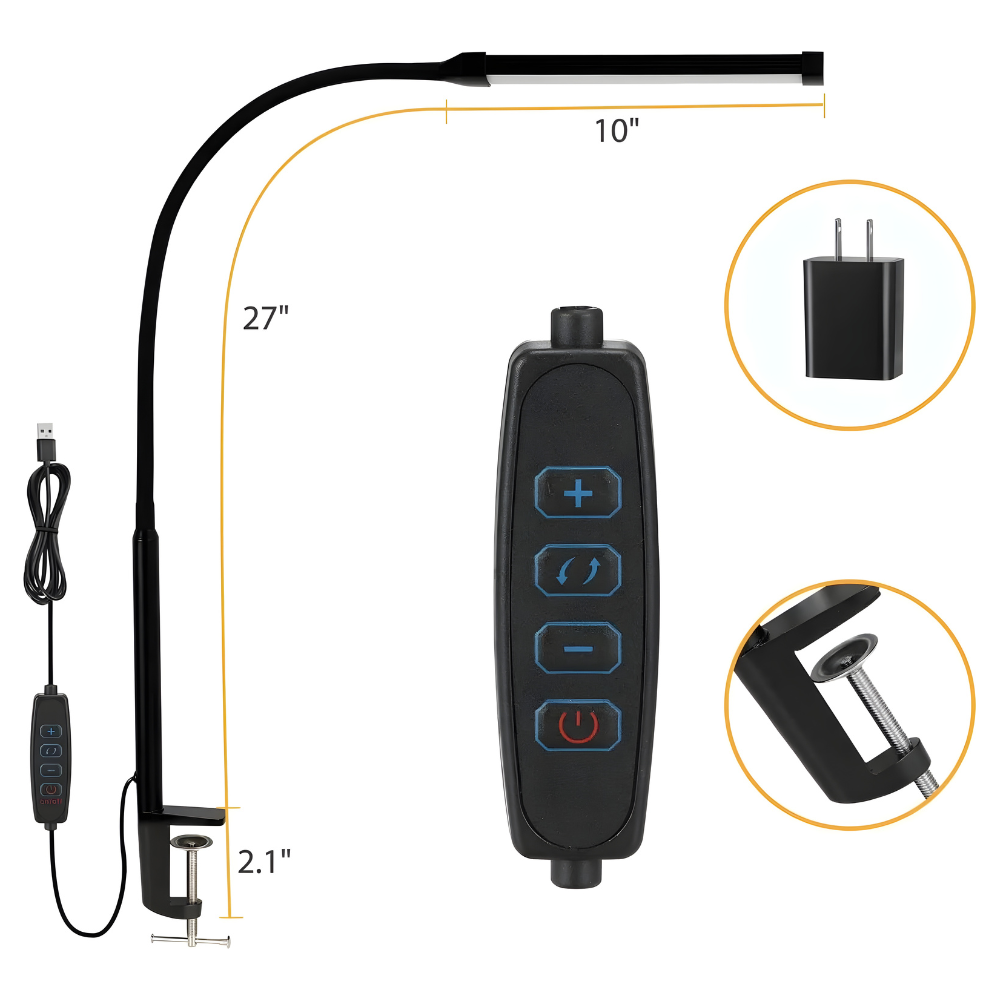 OptiBright Lampa - Flexibel Ögonvänlig Skrivbordslampa med Klämma