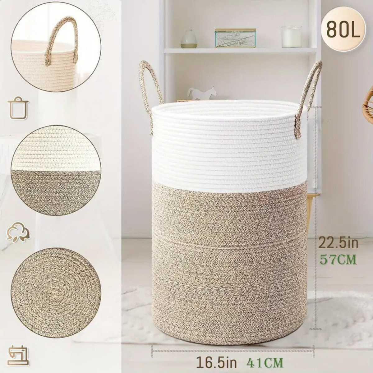 ClutterCatcher Korg - Fällbar Stor Förvaring Flätad Tvättkorg