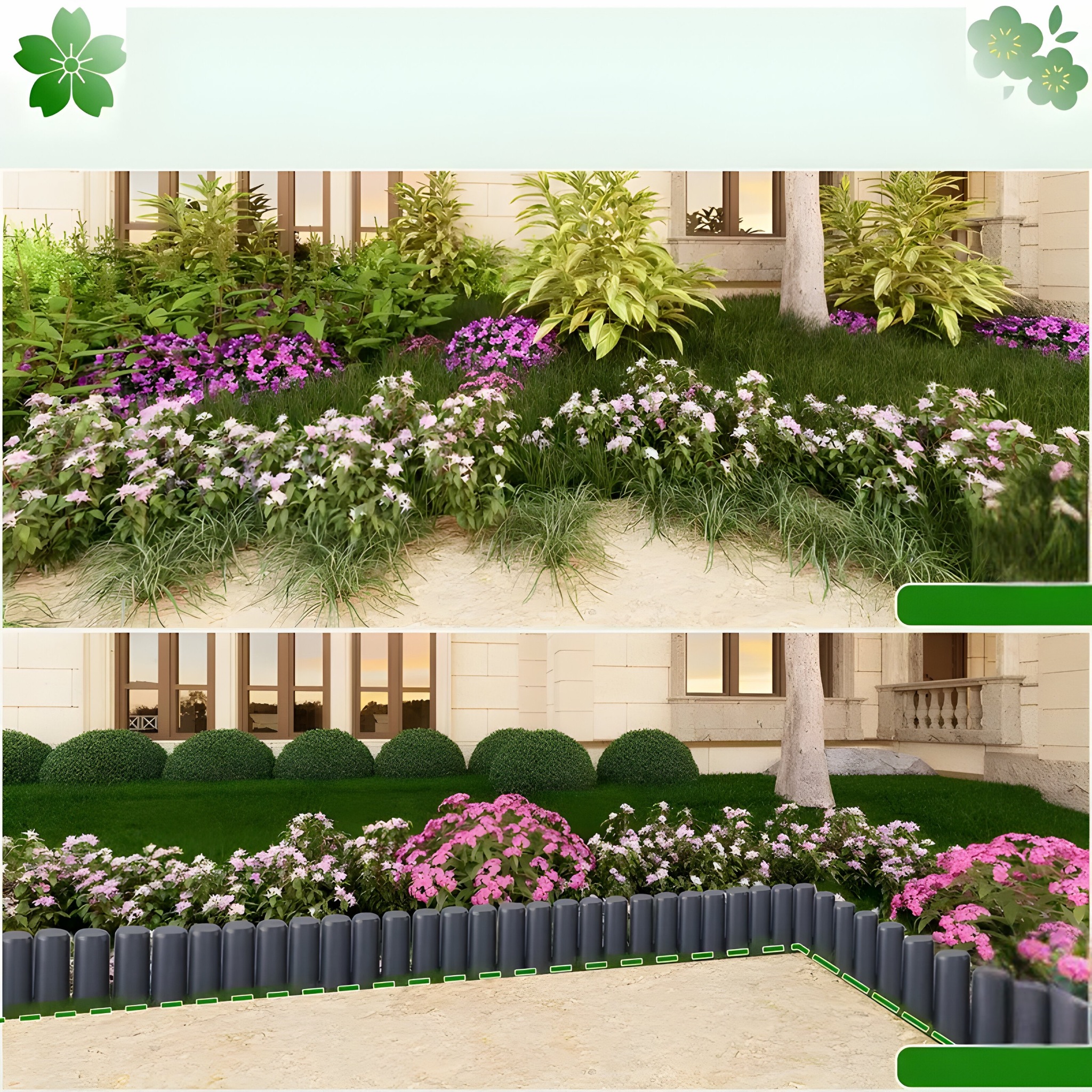 GardenEdge Pro - Dekorativ Gräskant Blomrabatt Trädgård