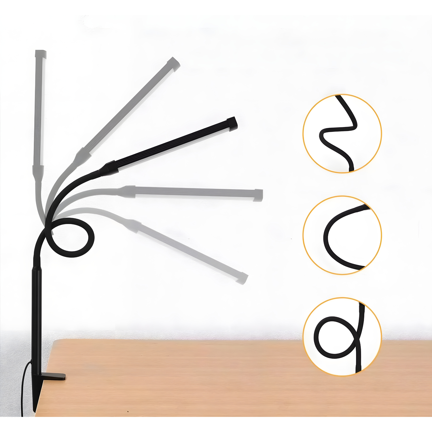 OptiBright Lampa - Flexibel Ögonvänlig Skrivbordslampa med Klämma