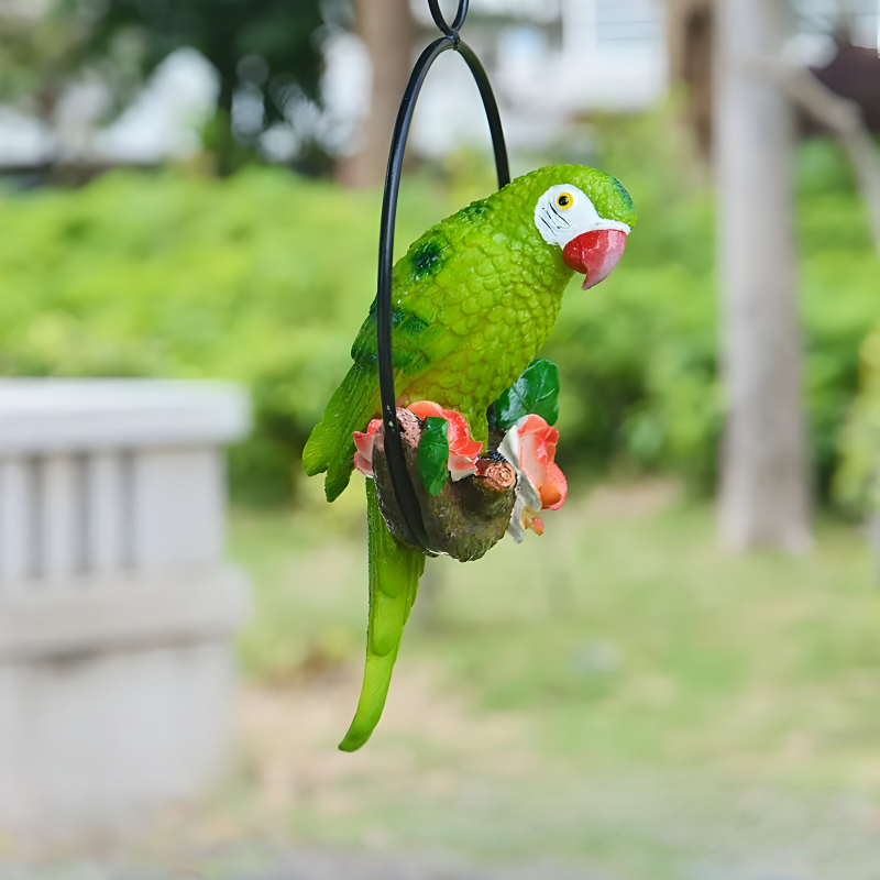 ParrotWhisper Decor - Dekorativ papegoja trädstaty för hängande