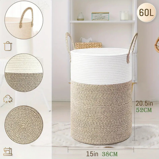 ClutterCatcher Korg - Fällbar Stor Förvaring Flätad Tvättkorg