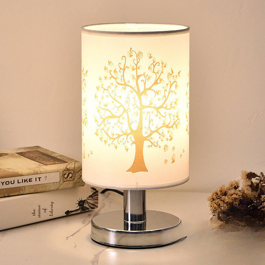 CilinderLetter - Minimalistisk Vit Bordslampa med Träskärm