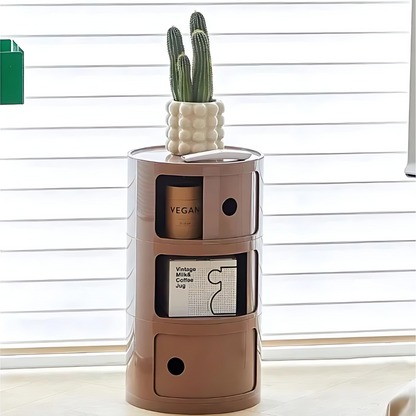 Nera Krog | Fatformad design-sidobord med trähylla