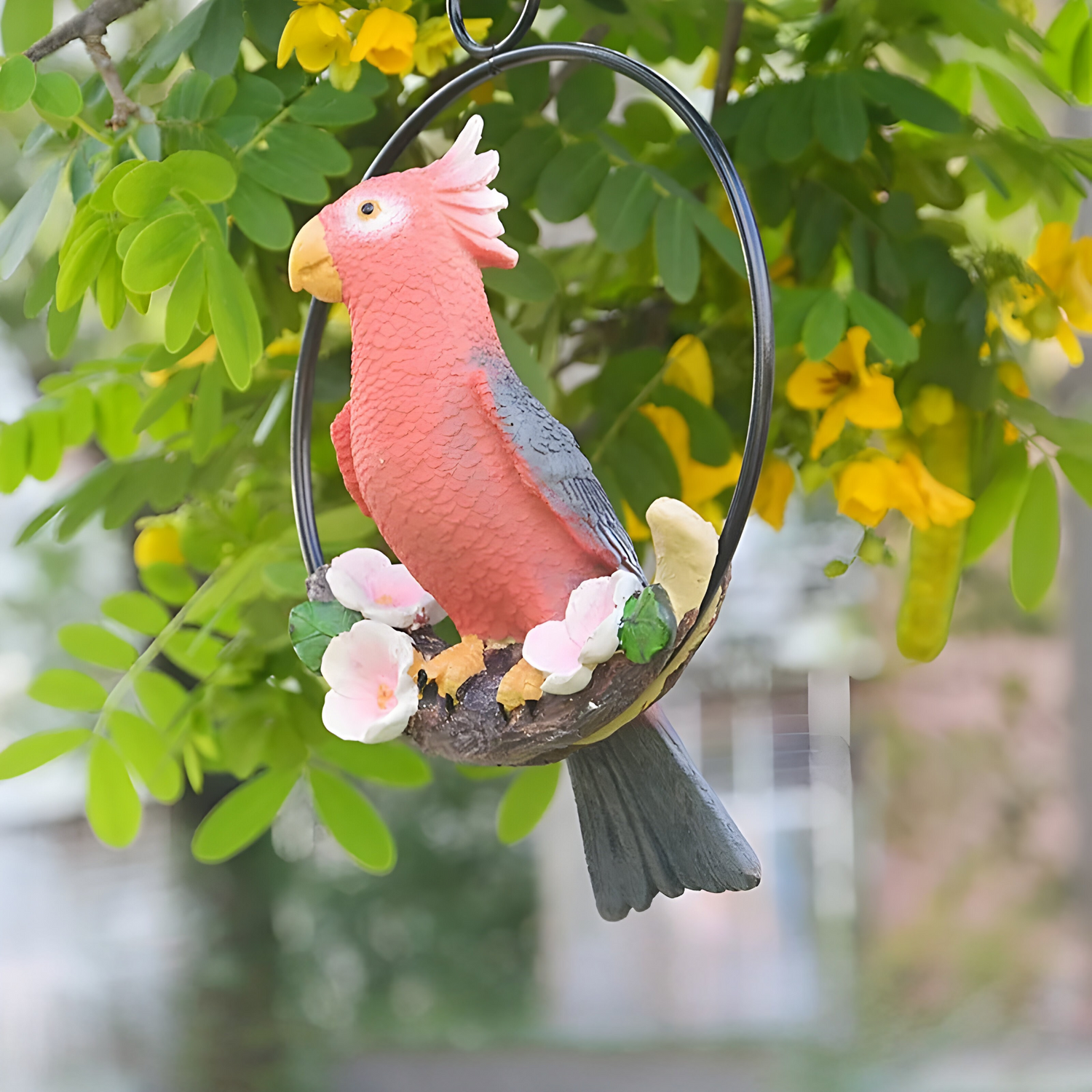 ParrotWhisper Decor - Dekorativ papegoja trädstaty för hängande