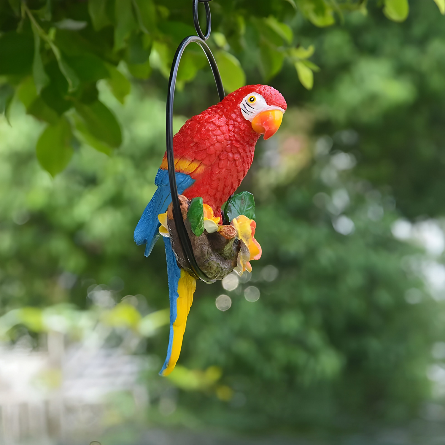 ParrotWhisper Decor - Dekorativ papegoja trädstaty för hängande