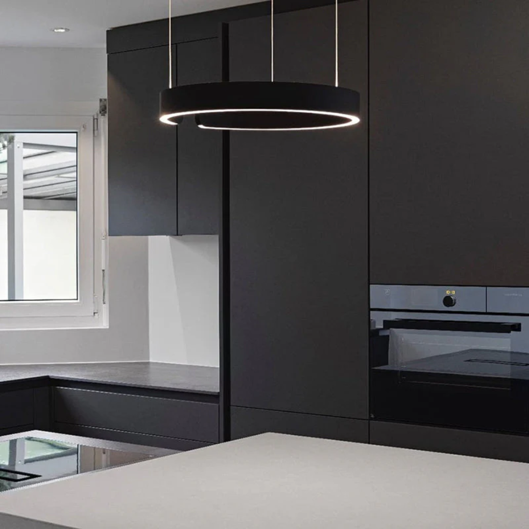 Guld LED Pendel ljus | Dimbar Varm belysning | Rund Metall &amp; Akryl Design | 2 Storlekar