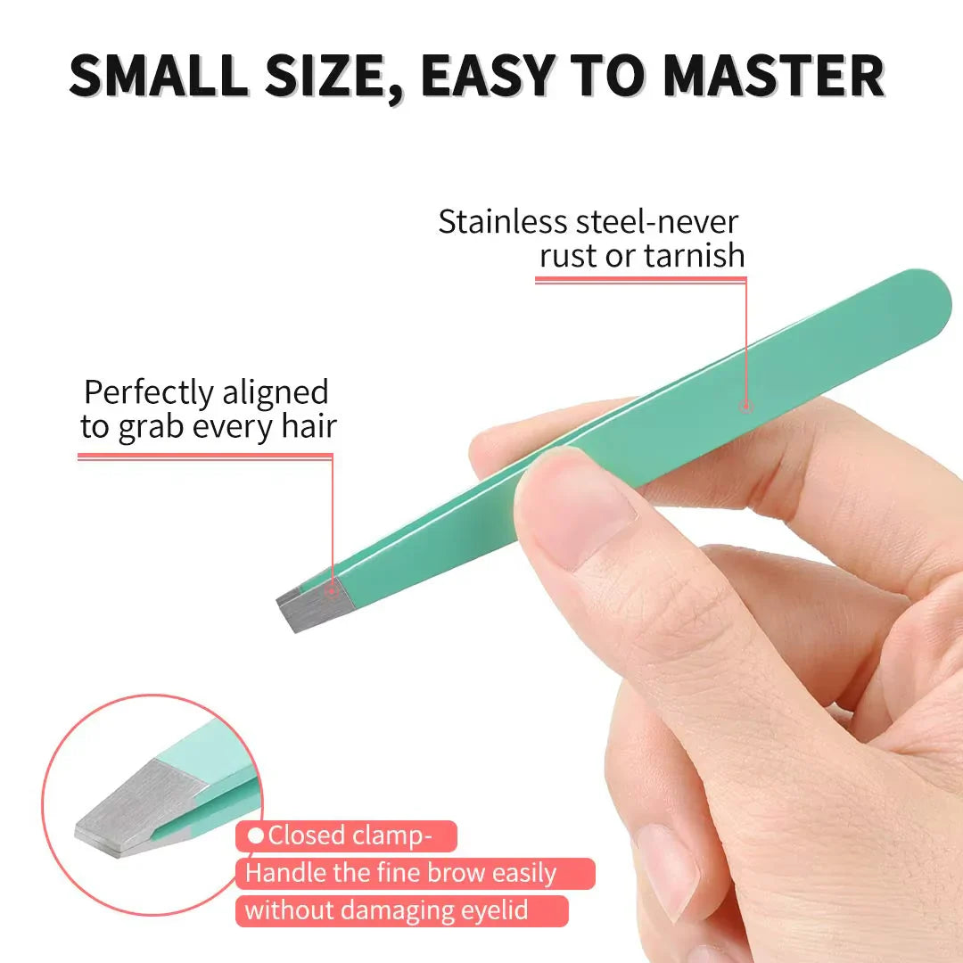 Precision Tweezer Set – 6-piece Eyebrow Kit with Travel Case
