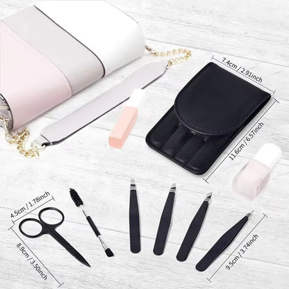 Precision Tweezer Set – 6-piece Eyebrow Kit with Travel Case