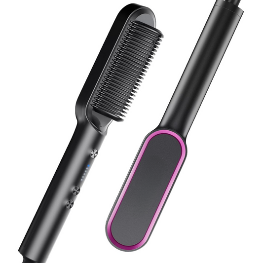 Carvallo Hårutjämningsborste Elektrisk | 5 Värmelägen | Redo på 20 Sek. | Anti-Frizz & Resesäker