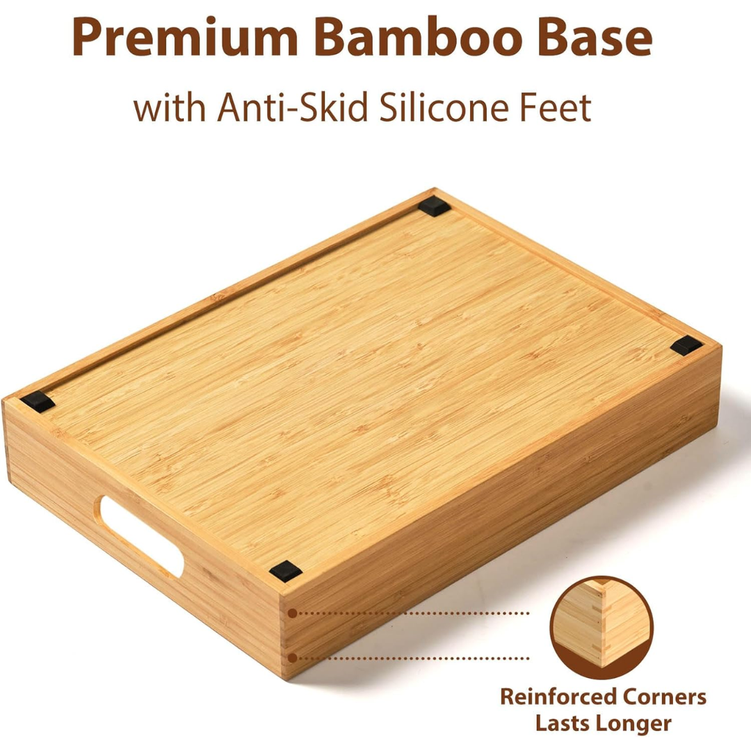 Carvallo Bambus Lock Organizer Kök | Justerbara fack | Hållbar & Platsbesparande | Bambus 30x28x9 cm