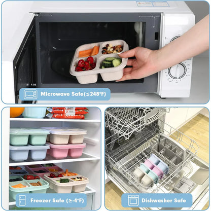 Bento-Style 4-fackors Måltidsförberedelselådor i 4-pack – Hållbart och Praktiskt