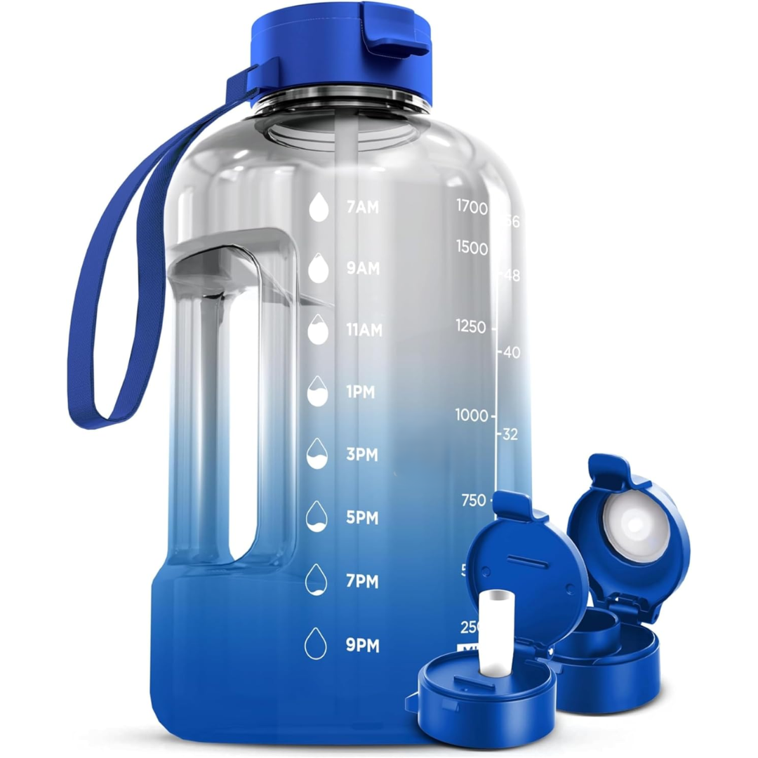 Carvallo Vattenflaska 2L | Med tidsmarkeringar & sugrör | BPA-fri & läckagesäker | För sport & vardag