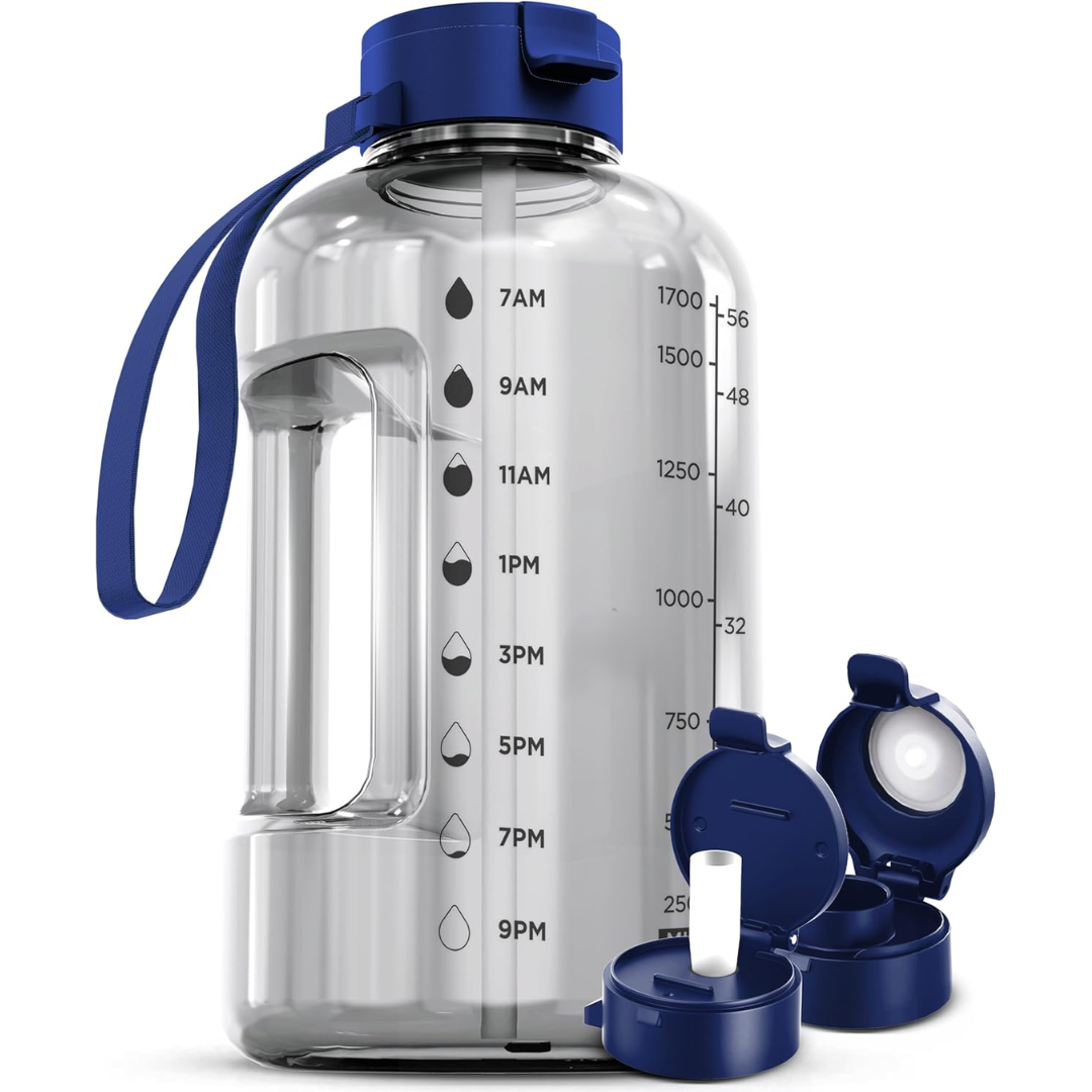 Carvallo Vattenflaska 2L | Med tidsmarkeringar & sugrör | BPA-fri & läckagesäker | För sport & vardag