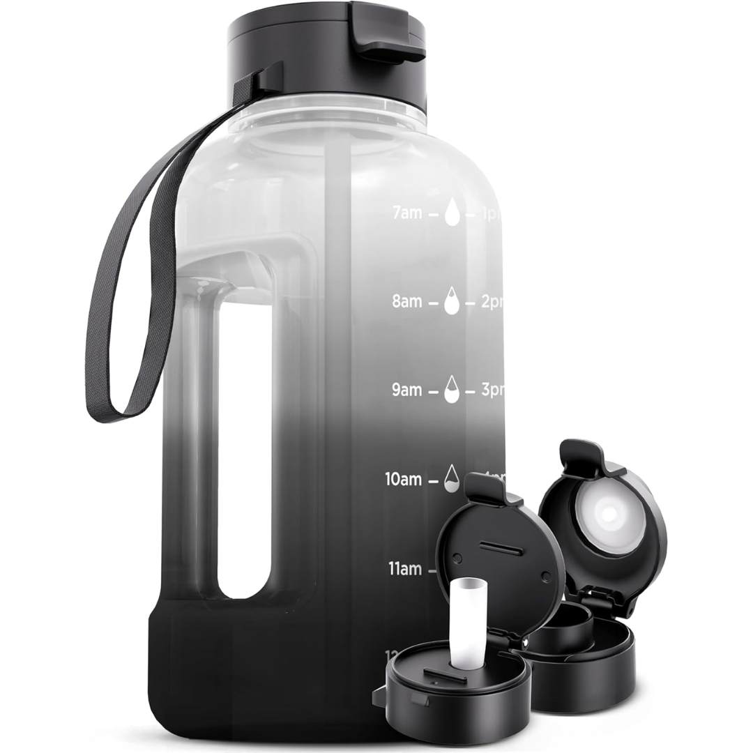 Carvallo Vattenflaska 2L | Med tidsmarkeringar & sugrör | BPA-fri & läckagesäker | För sport & vardag