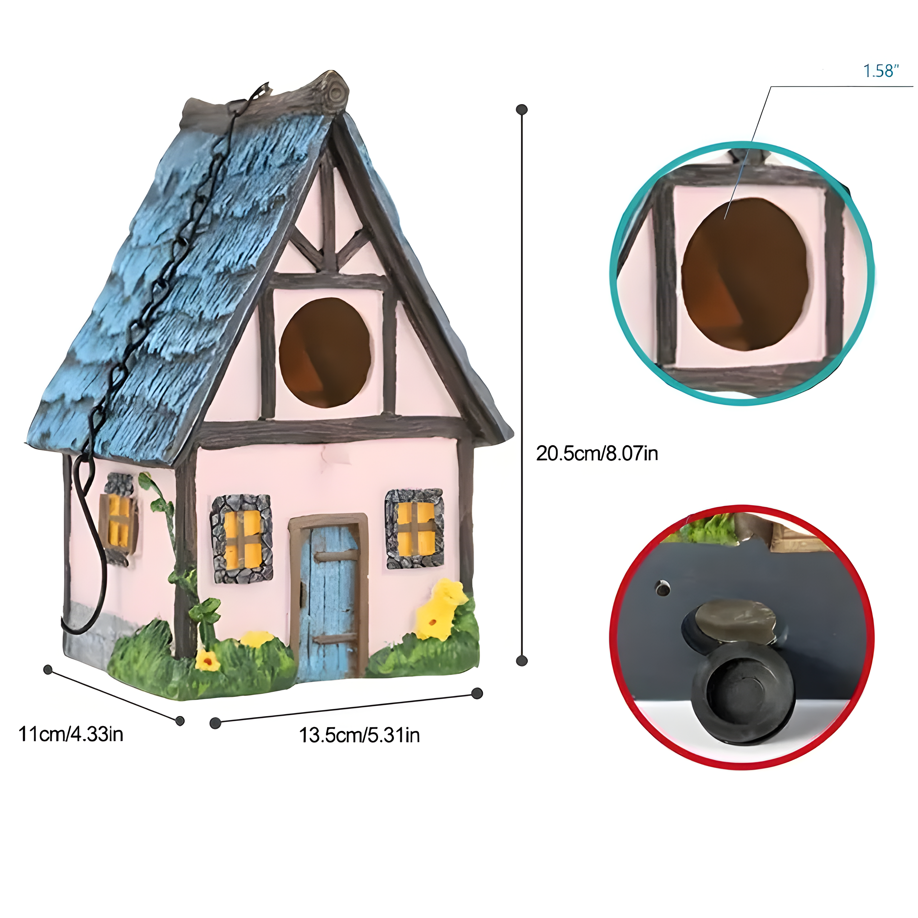 NestHaven Bo Nest - Rustik Trädgårds Hängande Fågelhus