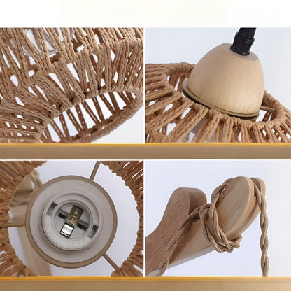 Hängande lampa i boho-stil – Handvävd lampskärm av naturfiber | Ideal för matsal &amp; sovrum