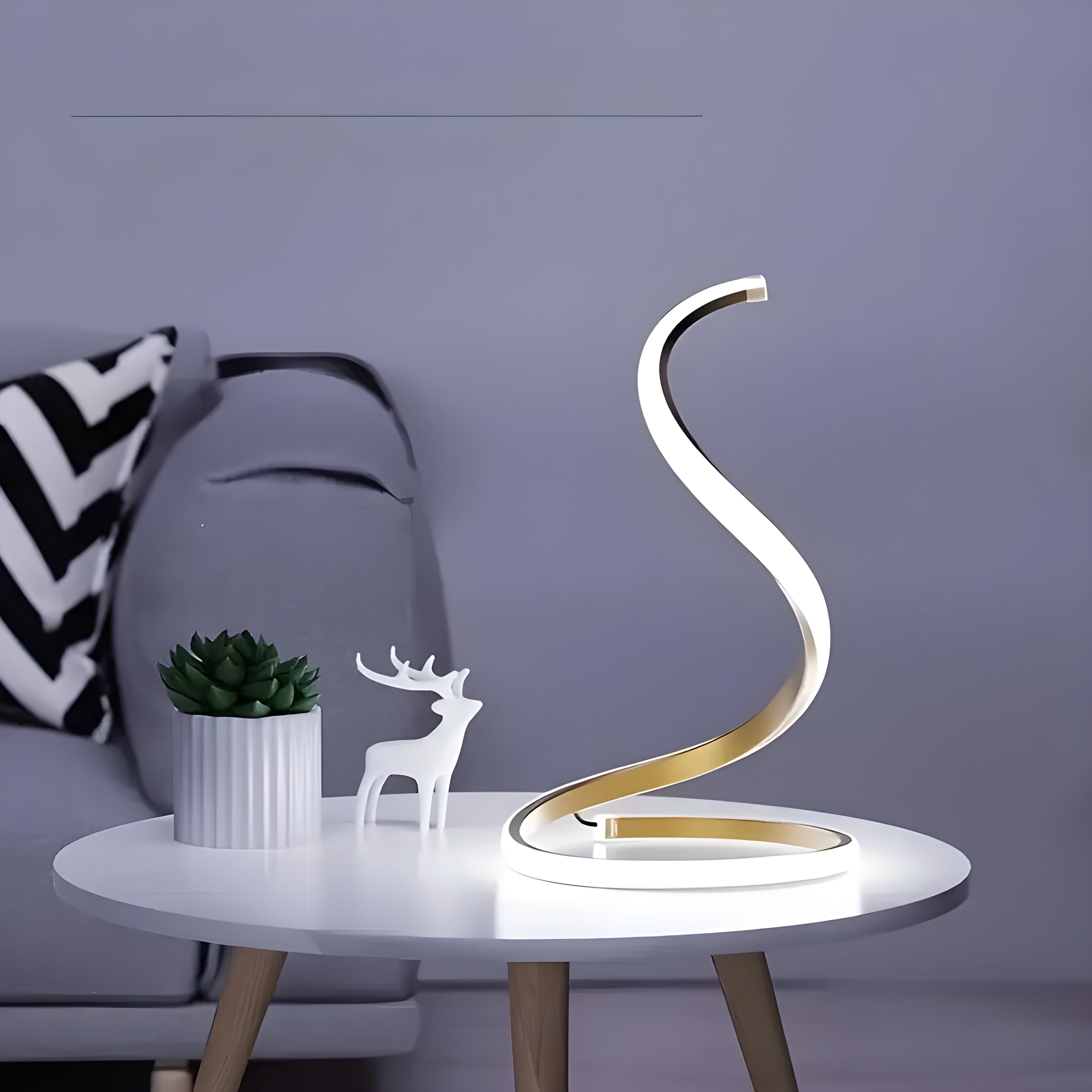 GlowTwist Lampa – Dekorativ USB-driven S-formad LED-bordslampa