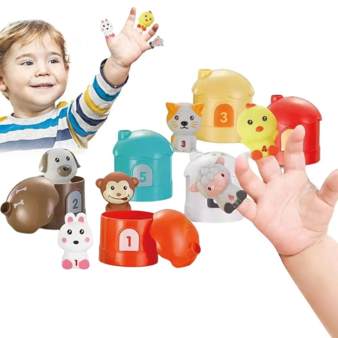Utbildande gård fingerdukke staplingsspel