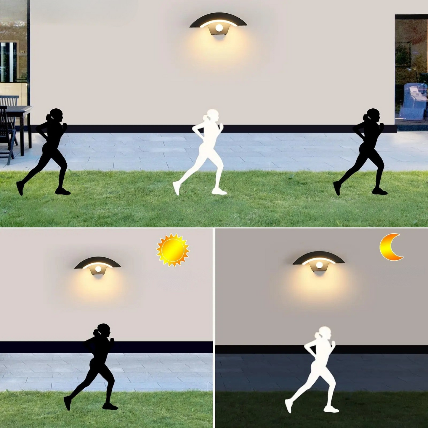 Utomhusvägglampor i 2-pack – Med rörelsesensor & skydd | För hus & trädgård