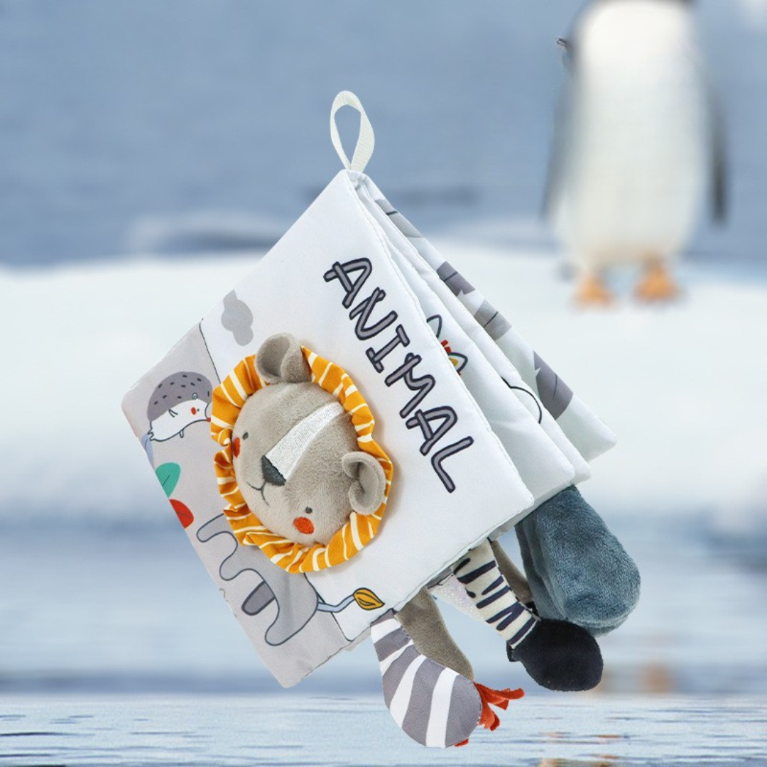 Sensorisk plyschleksak spelbok för barn