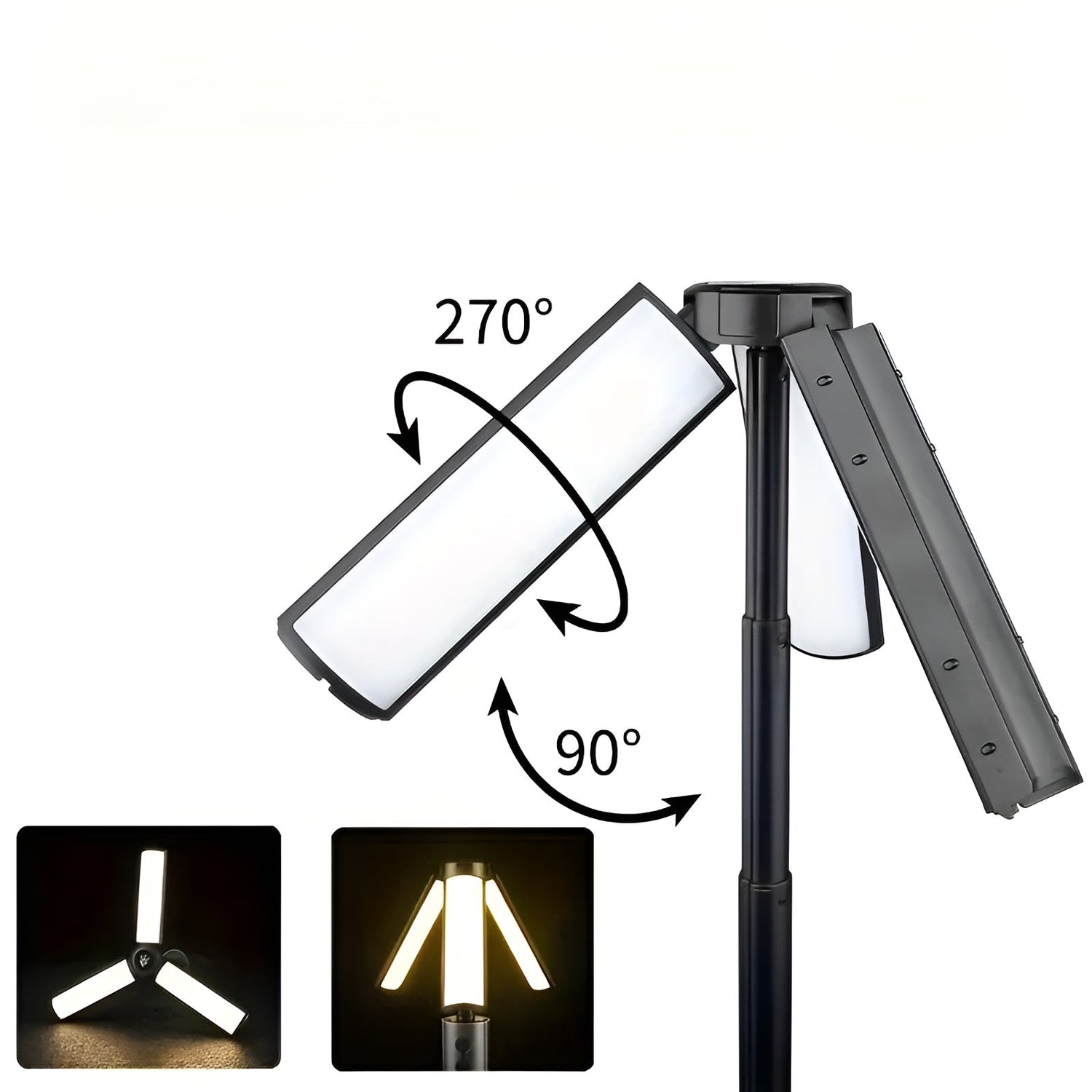 LED Campinglampa med USB – Fällbar &amp; Uppladdningsbar | 270° Svängarm &amp; Flera Ljusstyrkor