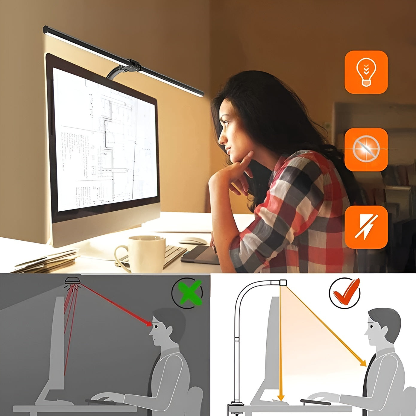 LED-skrivbordslampa med dubbel ljuskälla – Modern och stilren för kontoret