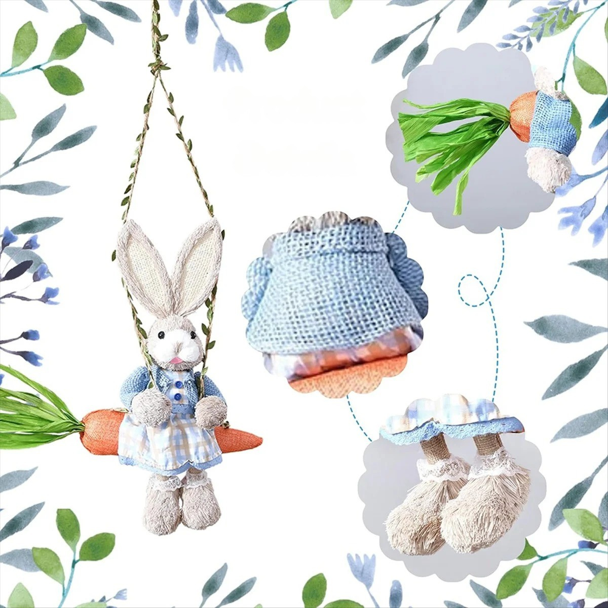HoppyHaven Dekor – Påskhalmskanin Hängdekoration