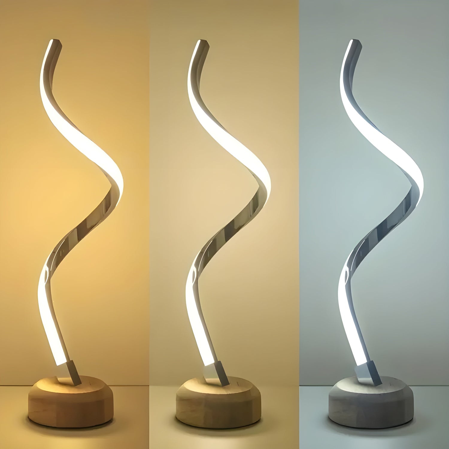 RusticGlow Lampa – Modern LED Trä Bordslampa