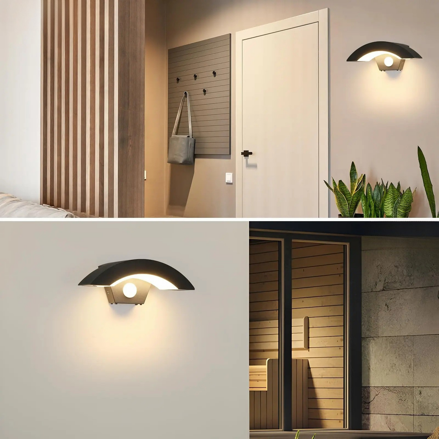 Utomhusvägglampor i 2-pack – Med rörelsesensor & skydd | För hus & trädgård