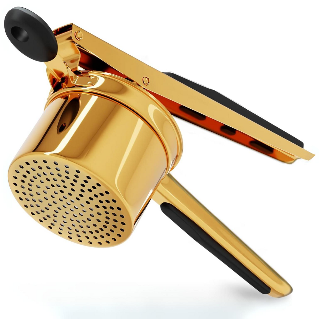 Carvallo Pro rostfritt stål potatispress 15oz | Extra stor kapacitet | För puré, grönsaker & frukt | Klumpfri & robust