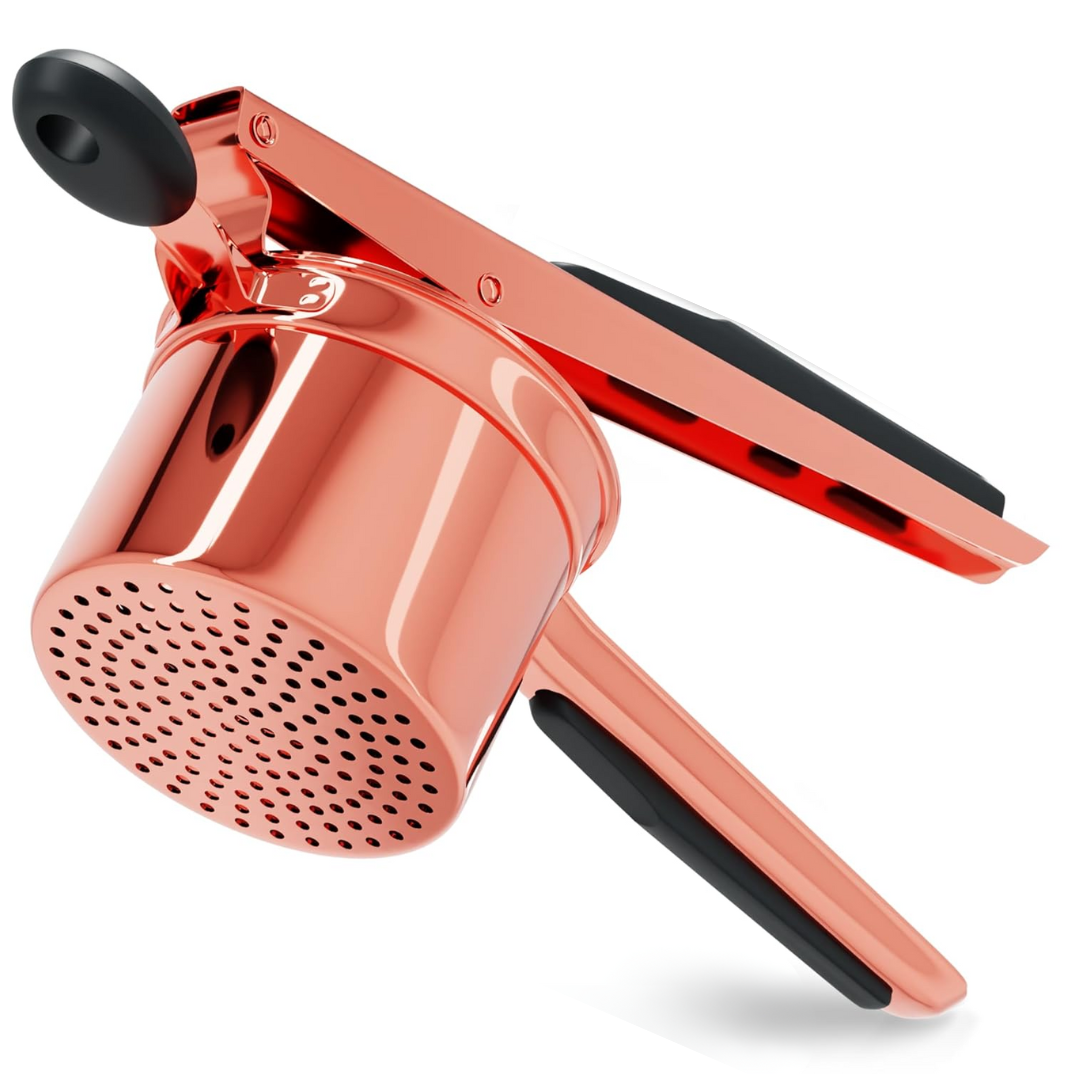 Carvallo Pro rostfritt stål potatispress 15oz | Extra stor kapacitet | För puré, grönsaker & frukt | Klumpfri & robust