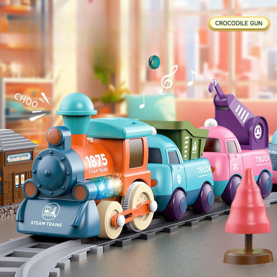 Musical train game with different carriages