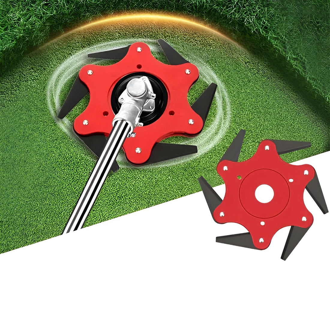 Grästrimmerhuvud med 6 blad – Robust stål för effektiv klippning