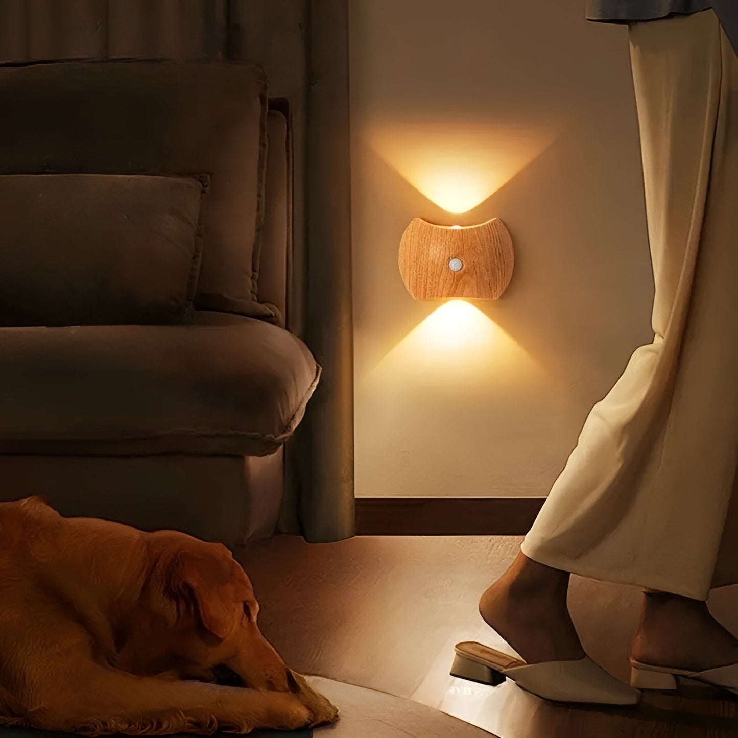 LED-vägglampa med rörelsesensor – uppladdningsbar & smart | Ideal för sovrum & hall