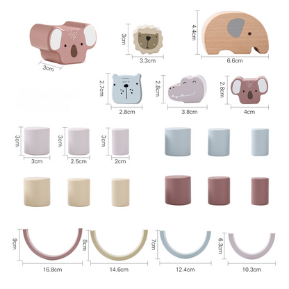 Montessori Djur och Form Träblock