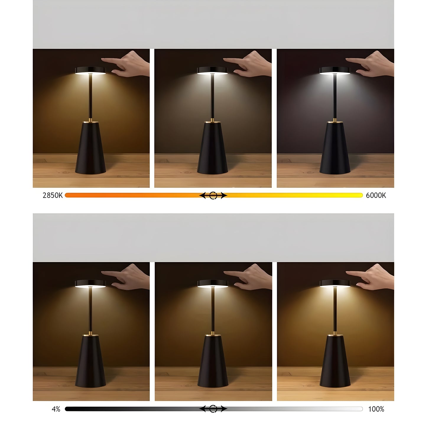 Carvallo Trådlös LED Bordslampa | Touch-Dimning & USB-Drift | Modernt Design | Svart eller Vit