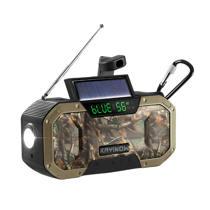 Carvallo Multi-Radio Nödradio med vev och solpanel | 5000–10000 mAh Powerbank | LED-ljus och SOS-larm | Kompakt och Robust