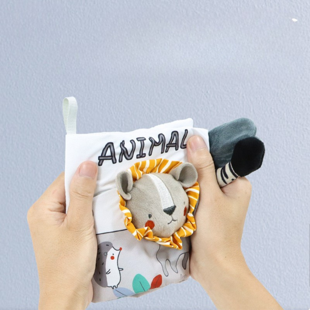 Sensorisk plyschleksak spelbok för barn