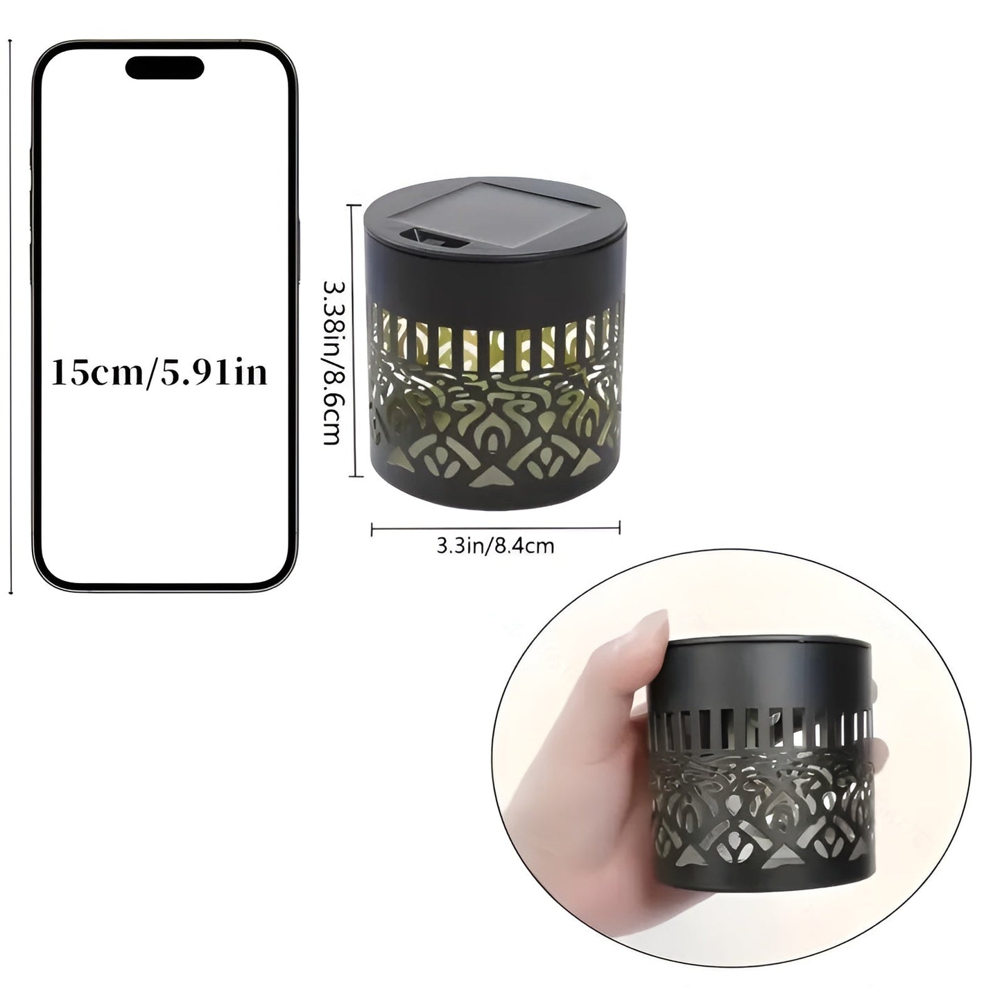 Carvallo Solar Vägglampa | Varmvit LED-ljussättning | IP65 Väderbeständig | Modernt Cut-Out-Design