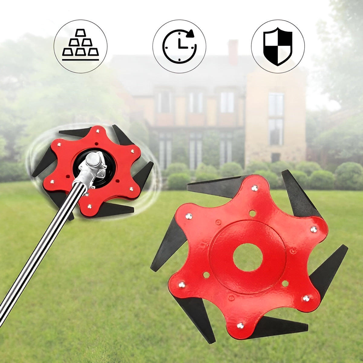 Grästrimmerhuvud med 6 blad – Robust stål för effektiv klippning