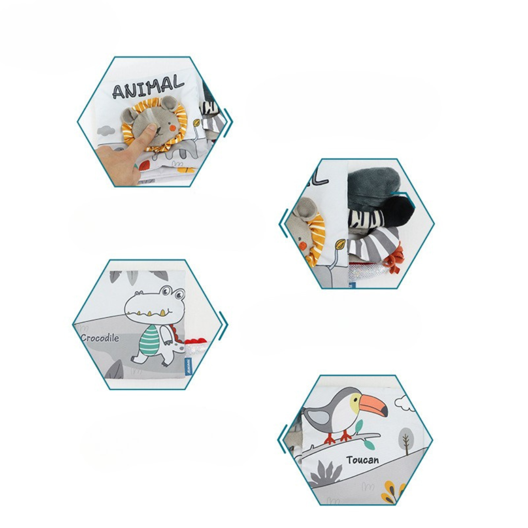 Sensorisk plyschleksak spelbok för barn