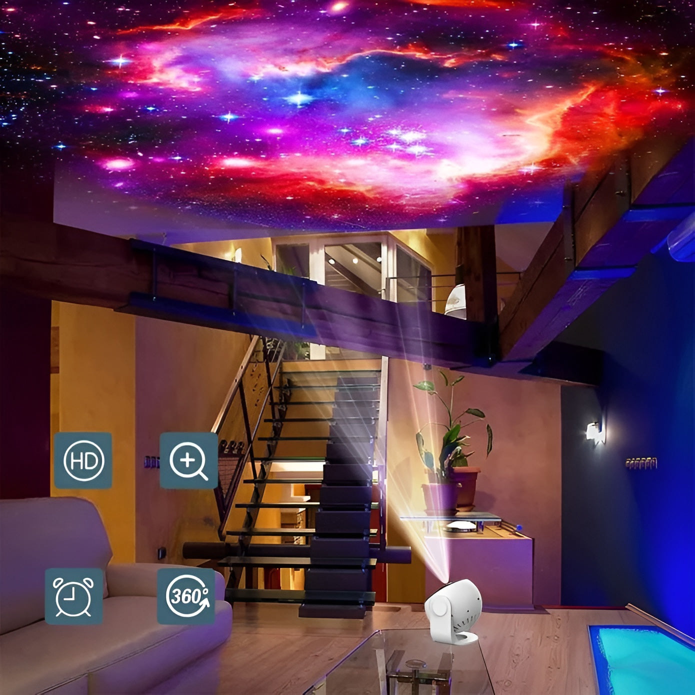 Projektorljus med 13 effekter – stjärnhimmel &amp; galax | Stämningsfull nattlampa för sovrummet