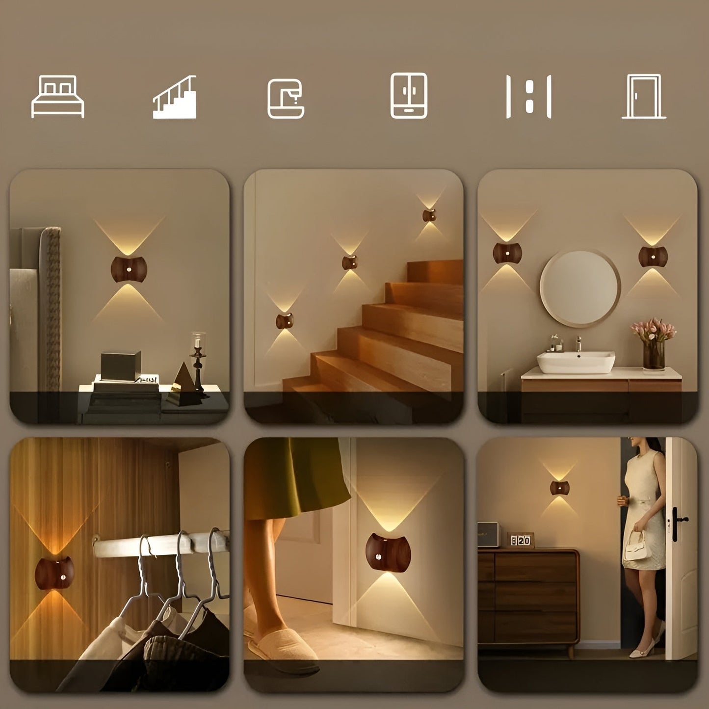 LED-vägglampa med rörelsesensor – uppladdningsbar & smart | Ideal för sovrum & hall